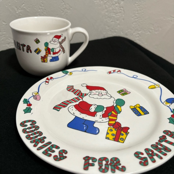 VNTG milk and cookies for santa matching plate and mug set christmas - Picture 5 of 8
